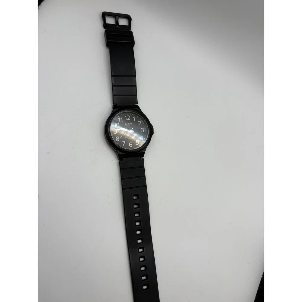 Casio MW-240 Men's Quartz Watch Black Dial White Arabic Numerals 50M Resin Strap